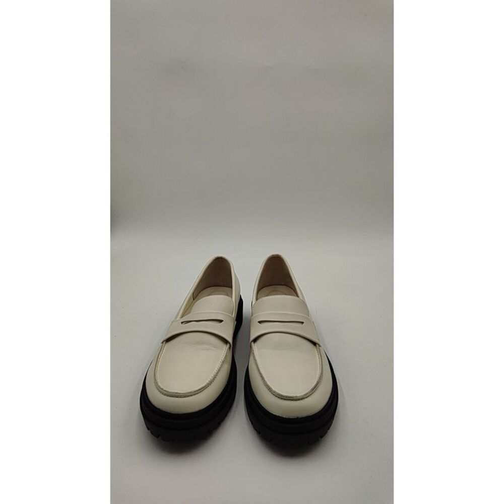 Quince Womens Italian Leather Lug Sole Loafer Bone Shoes 9 - Picture 2 of 3